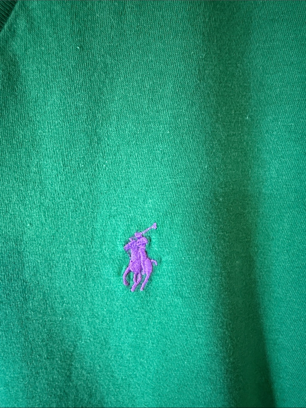 Polo by Ralph Lauren Dark Emerald V-Neck Tee with Purple Pony - Picture 3 of 4